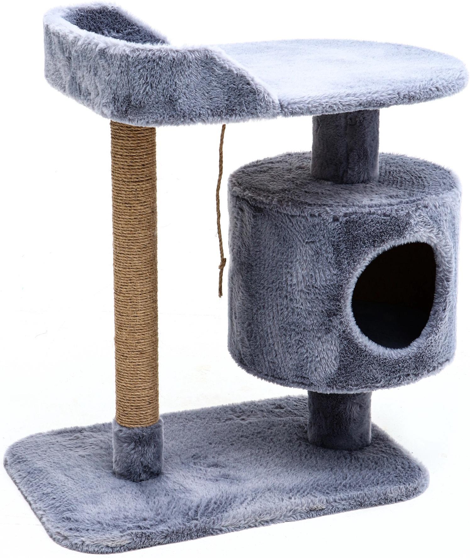 Комплекс для кошек с когтеточкой, лежанкой, джут, 58 х 38 х 70 см, серый