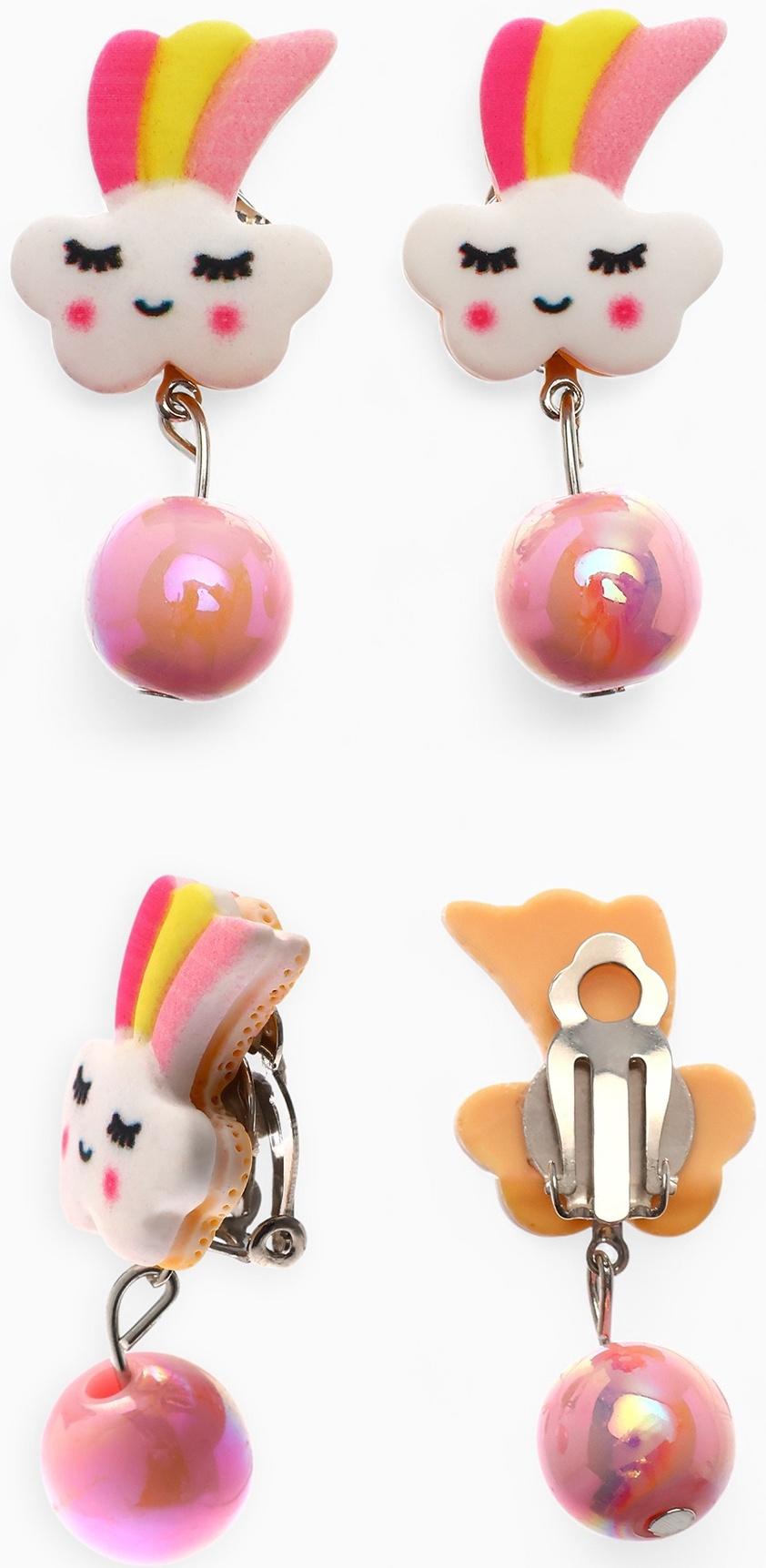 Набор детских украшений Выбражулька «Единорог», 4 предмета: кулон, браслет, кольцо, клипсы, разноцветный