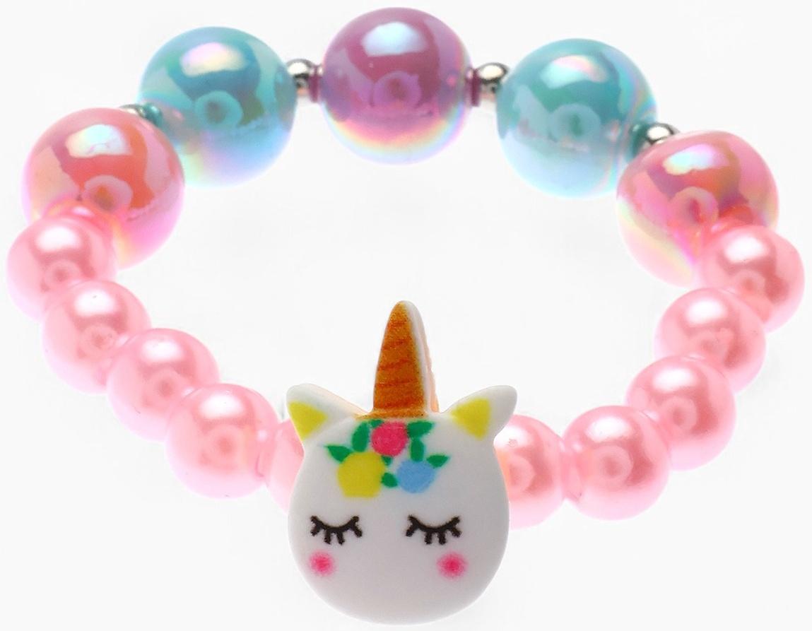 Набор детских украшений Выбражулька «Единорог», 4 предмета: кулон, браслет, кольцо, клипсы, разноцветный