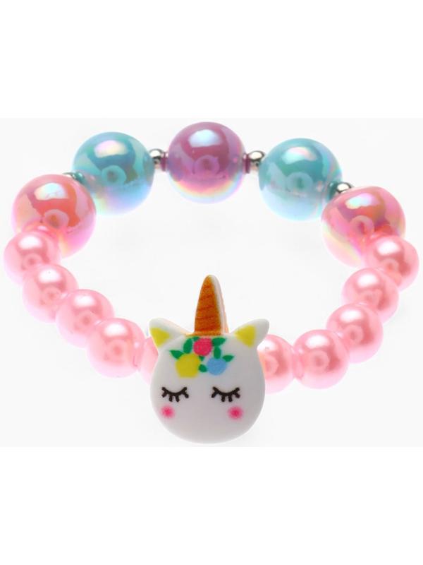 Набор детских украшений Выбражулька «Единорог», 4 предмета: кулон, браслет, кольцо, клипсы, разноцветный