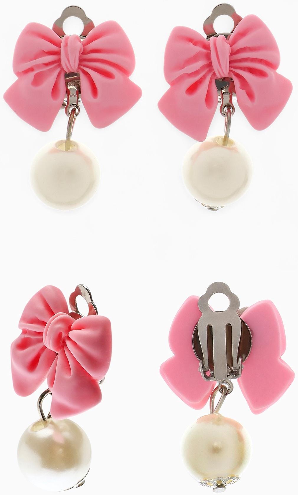 Набор детских украшений Выбражулька «Бант», 4 предмета: кулон, браслет d=6 см кольцо, клипсы, бело-розовый