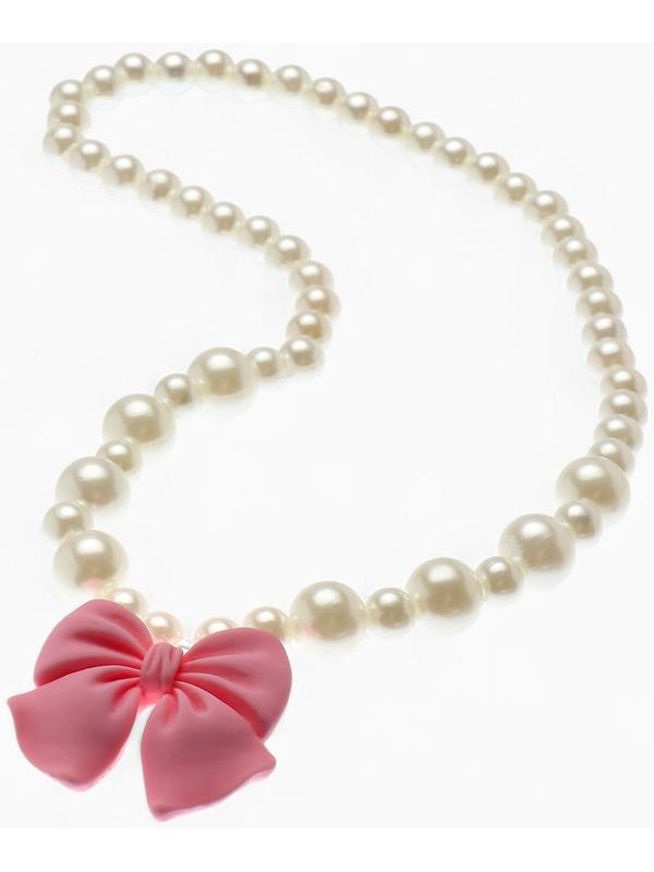 Набор детских украшений Выбражулька «Бант», 4 предмета: кулон, браслет d=6 см кольцо, клипсы, бело-розовый