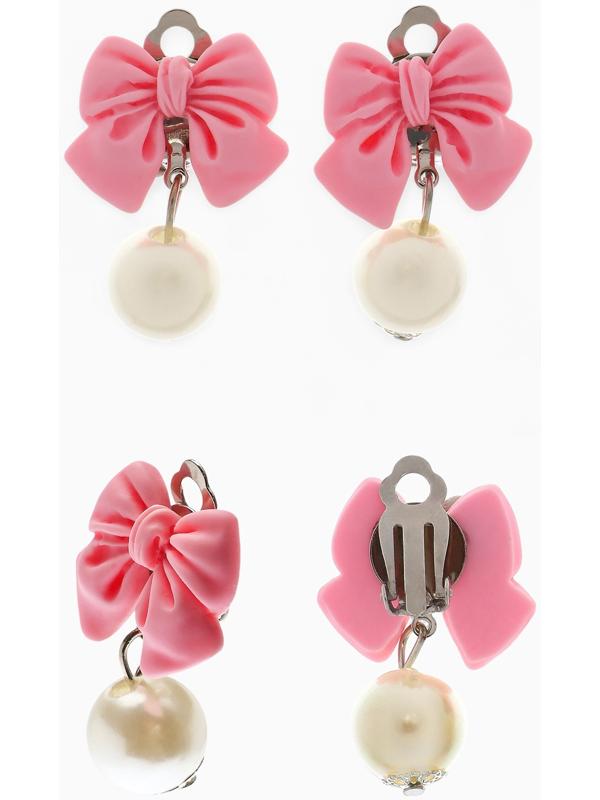 Набор детских украшений Выбражулька «Бант», 4 предмета: кулон, браслет d=6 см кольцо, клипсы, бело-розовый