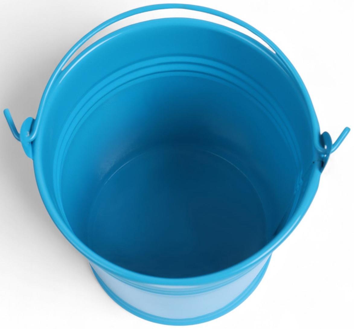 Декоративное ведёрко, металлическое, среднее, высота 8 см, диаметр 8 см, голубое