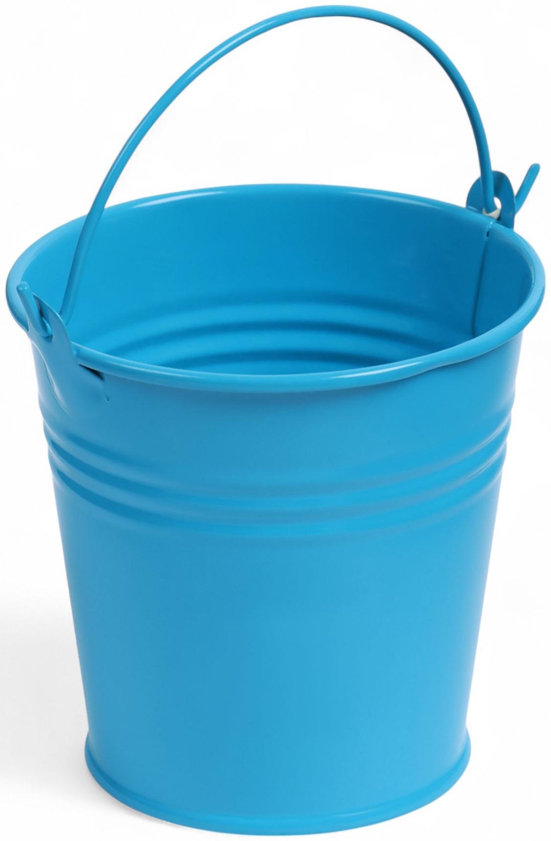 Декоративное ведёрко, металлическое, среднее, высота 8 см, диаметр 8 см, голубое