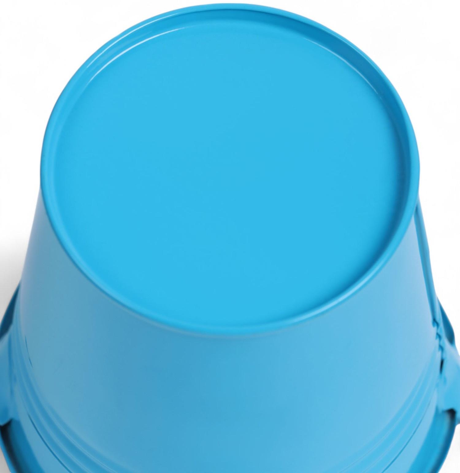 Декоративное ведёрко, металлическое, среднее, высота 8 см, диаметр 8 см, голубое