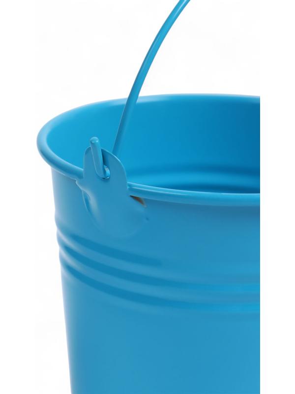 Декоративное ведёрко, металлическое, среднее, высота 8 см, диаметр 8 см, голубое