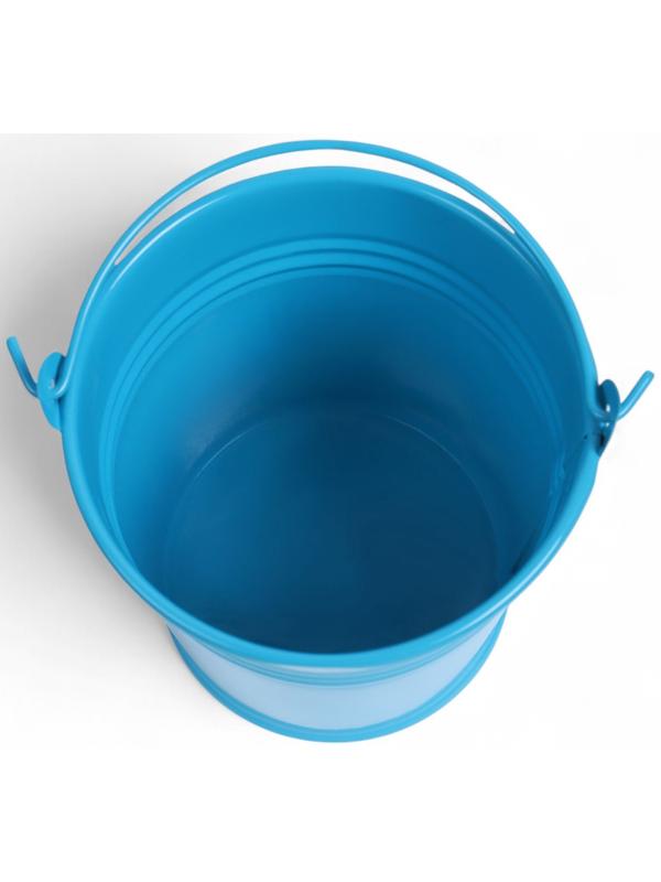 Декоративное ведёрко, металлическое, среднее, высота 8 см, диаметр 8 см, голубое