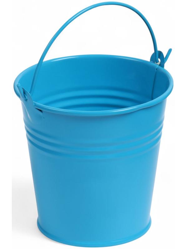 Декоративное ведёрко, металлическое, среднее, высота 8 см, диаметр 8 см, голубое