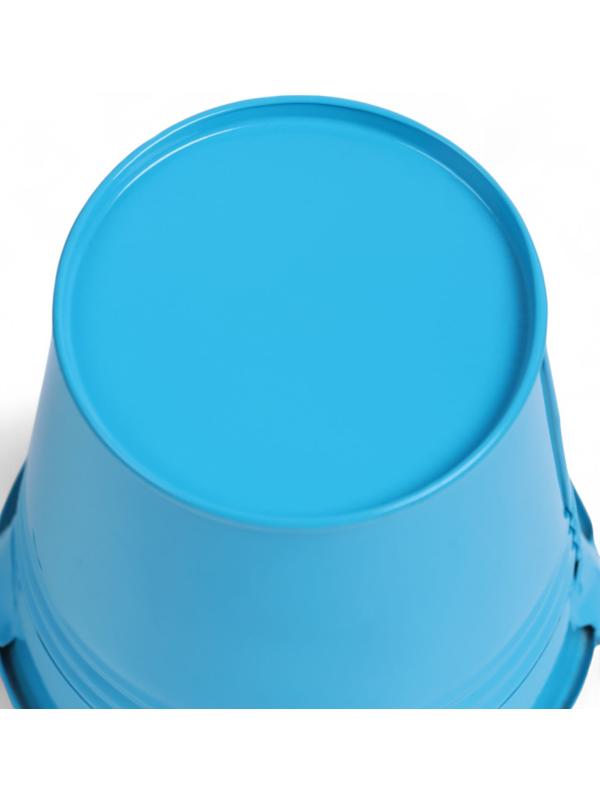 Декоративное ведёрко, металлическое, среднее, высота 8 см, диаметр 8 см, голубое