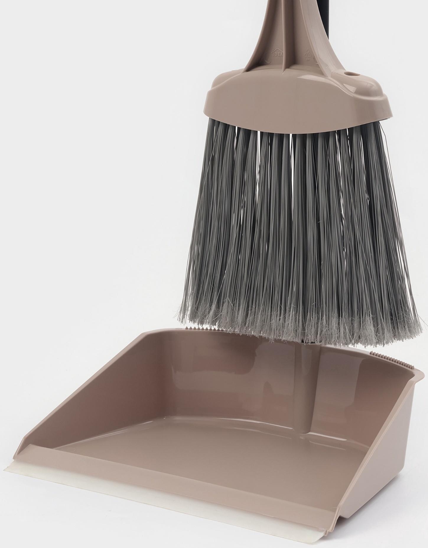 Щётка с совком для уборки «Ленивка», 19.5×25×90 см, капучино