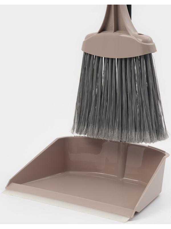 Щётка с совком для уборки «Ленивка», 19.5×25×90 см, капучино