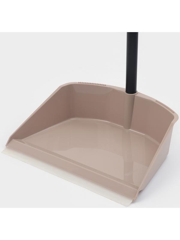 Щётка с совком для уборки «Ленивка», 19.5×25×90 см, капучино