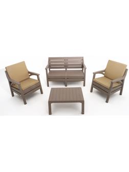 Набор садовой мебели «Евпатория»: 2 кресла 66×65×79 см, стол 79×55×38 см, диван 124×65×79 см, бежевый