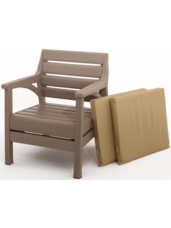 Набор садовой мебели «Евпатория»: 2 кресла 66×65×79 см, стол 79×55×38 см, диван 124×65×79 см, бежевый