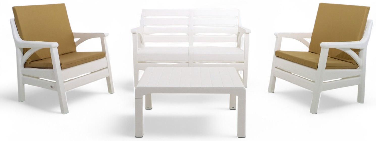 Набор садовой мебели «Евпатория»: 2 кресла 66×65×79 см, стол 79×55×38 см, диван 124×65×79 см, белый