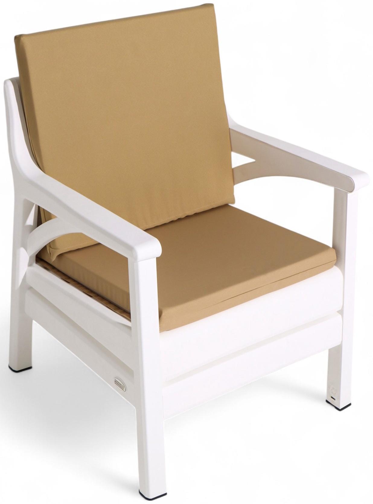 Набор садовой мебели «Евпатория»: 2 кресла 66×65×79 см, стол 79×55×38 см, диван 124×65×79 см, белый