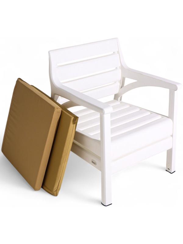 Набор садовой мебели «Евпатория»: 2 кресла 66×65×79 см, стол 79×55×38 см, диван 124×65×79 см, белый