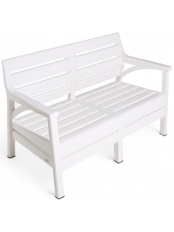 Набор садовой мебели «Евпатория»: 2 кресла 66×65×79 см, стол 79×55×38 см, диван 124×65×79 см, белый