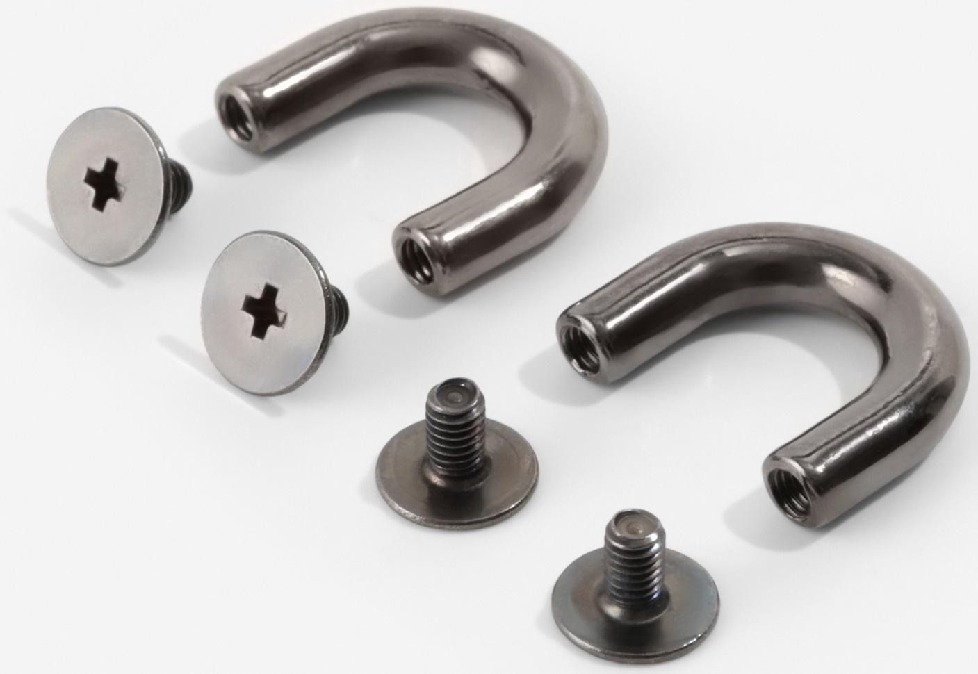 Крепления для ручек на сумку, металлические, 1.8×1.5×0.5 см, 2 шт., 4 винта, цвет чёрный никель