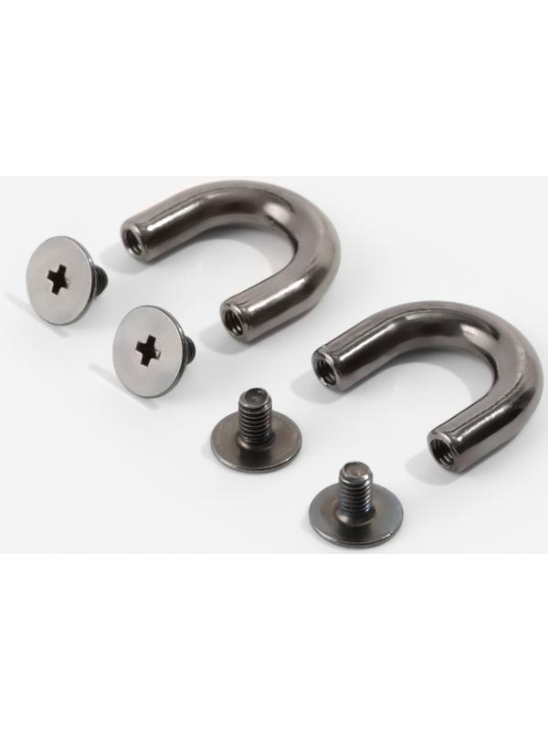 Крепления для ручек на сумку, металлические, 1.8×1.5×0.5 см, 2 шт., 4 винта, цвет чёрный никель