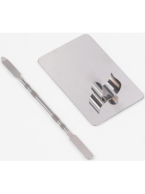 Набор для макияжа, 2 предмета: палитра, спатула, цвет серебристый