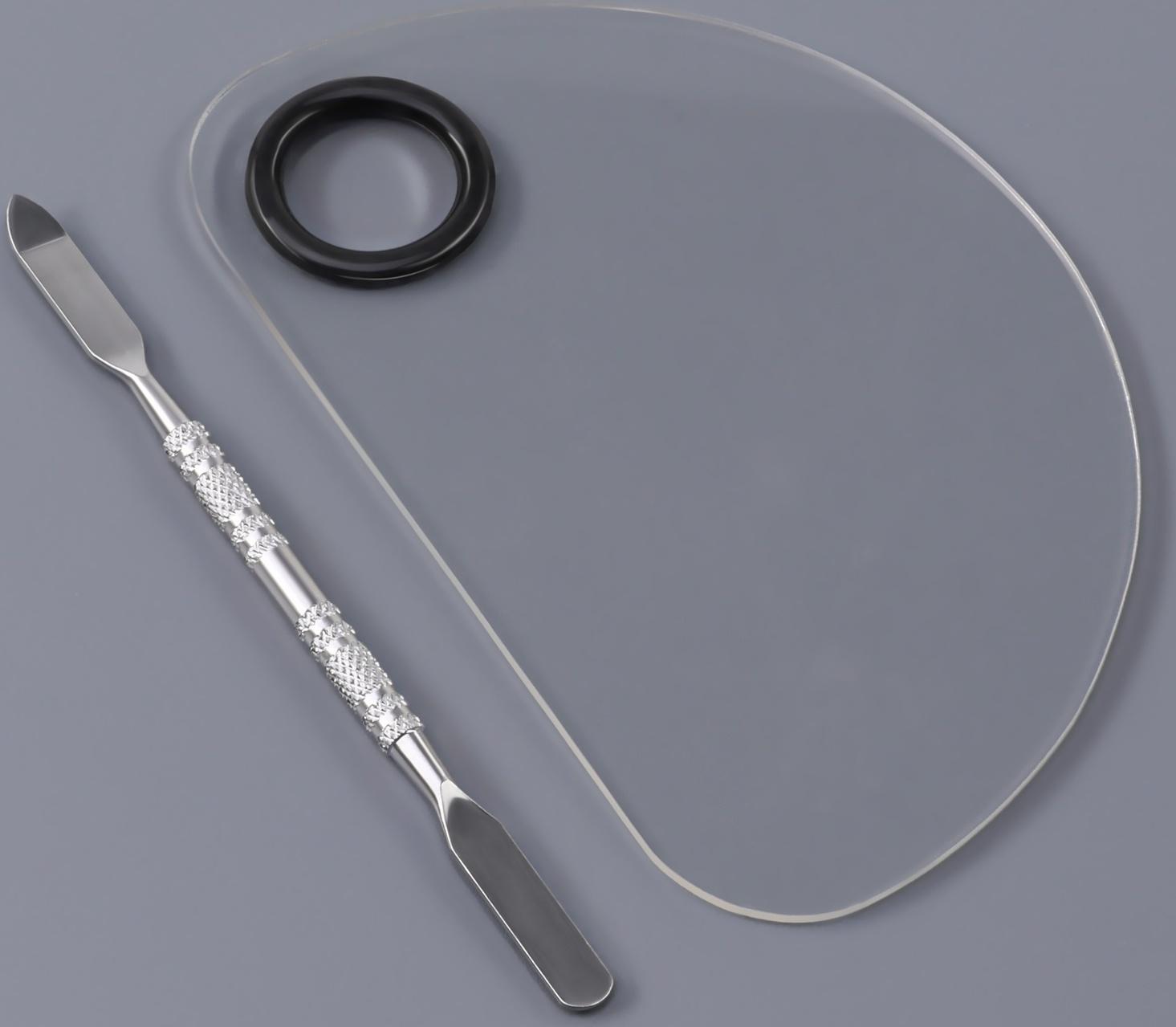 Набор для макияжа, 2 предмета: палитра, спатула, цвет серебристый