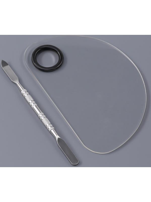 Набор для макияжа, 2 предмета: палитра, спатула, цвет серебристый