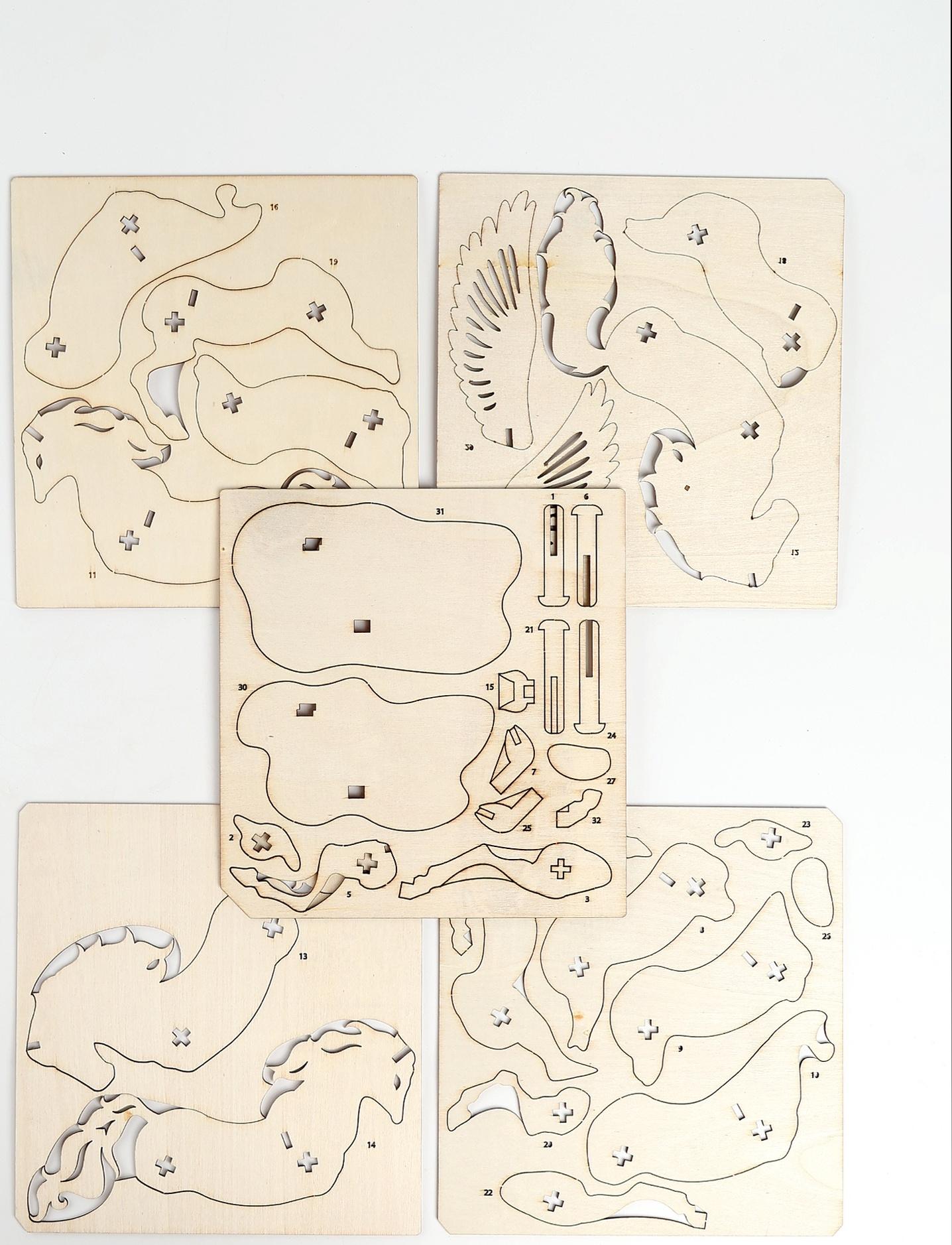 Конструктор деревянный 3д модель «Пегас», 33 детали