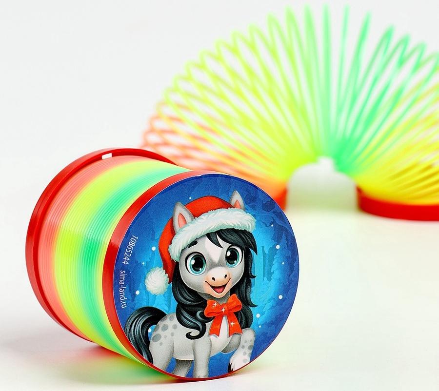 Пружинка радуга «Новогодняя лошадь», d=5 см, МИКС