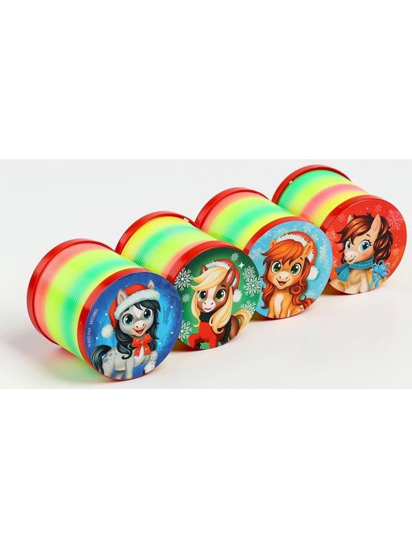 Пружинка радуга «Новогодняя лошадь», d=5 см, МИКС