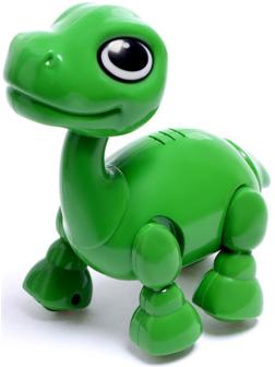 Робот - питомец «Динозавр» (В ПАКЕТЕ), интерактивный: реагирует на голос, звук, свет, на батарейках, зелёный