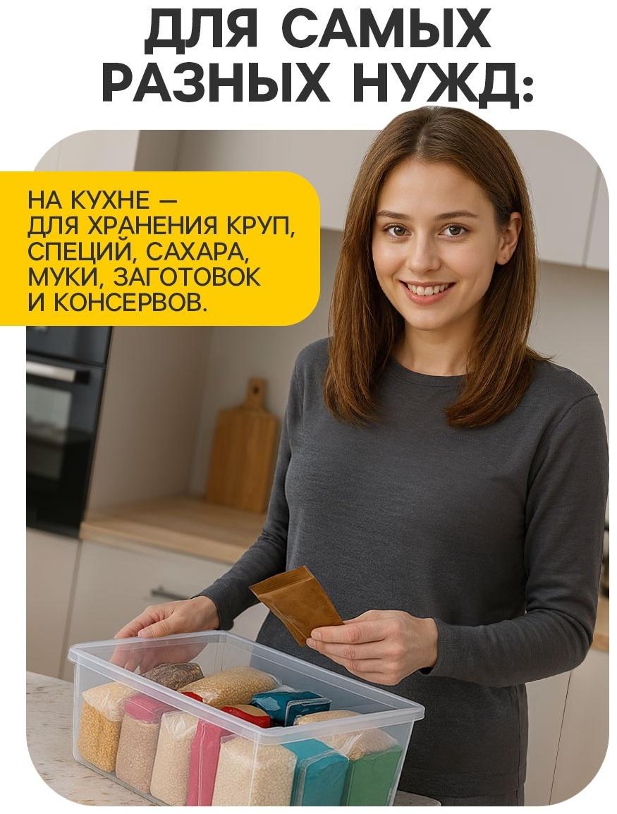 Ящики пластиковые для хранения, с крышкой, набор 2 шт.: 10 л, 16 л, прозрачно-матовый