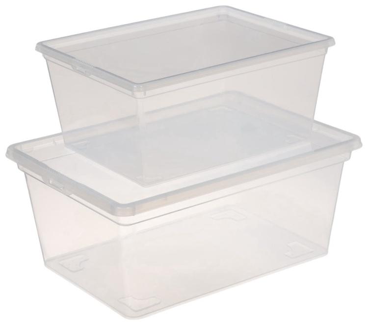 Ящики пластиковые для хранения, с крышкой, набор 2 шт.: 10 л, 16 л, прозрачно-матовый