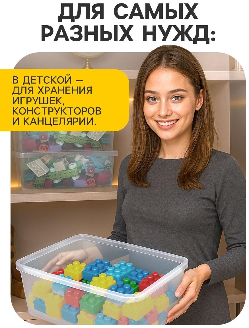 Ящики пластиковые для хранения, с крышкой, набор 2 шт.: 10 л, 16 л, прозрачно-матовый