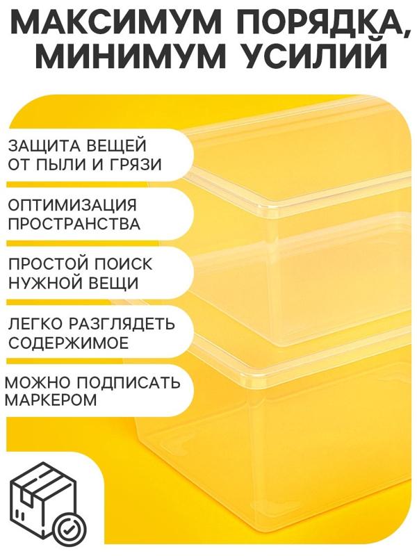 Ящики пластиковые для хранения, с крышкой, набор 2 шт.: 10 л, 16 л, прозрачно-матовый