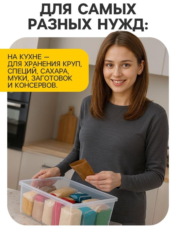 Ящики пластиковые для хранения, с крышкой, набор 2 шт.: 10 л, 16 л, прозрачно-матовый