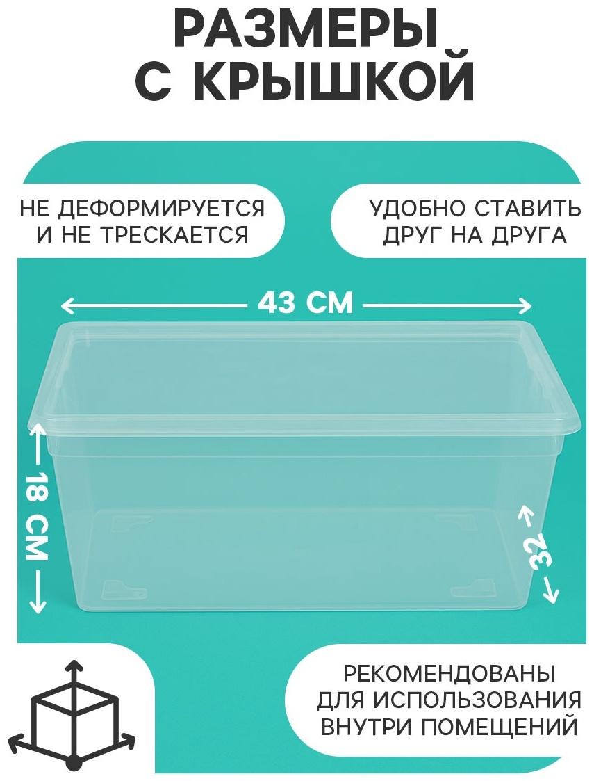 Ящик пластиковый для хранения, с крышкой, объём — 16 л, прозрачно-матовый