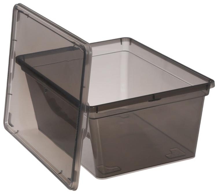Ящик пластиковый для хранения, с крышкой, объём — 16 л, прозрачно-чёрный