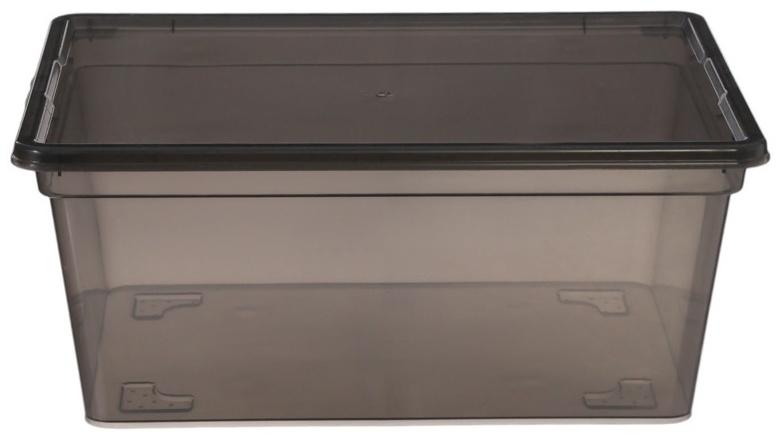 Ящик пластиковый для хранения, с крышкой, объём — 16 л, прозрачно-чёрный