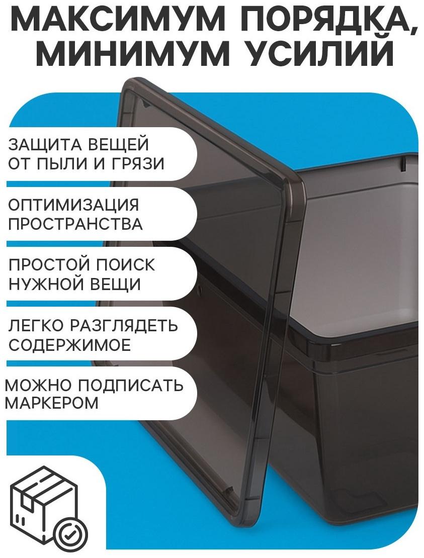 Ящик пластиковый для хранения, с крышкой, объём — 16 л, прозрачно-чёрный