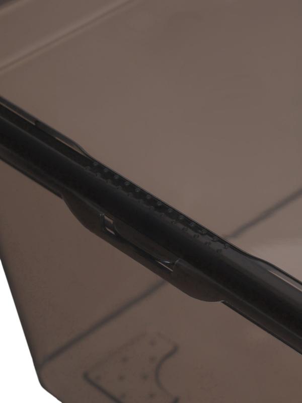 Ящик пластиковый для хранения, с крышкой, объём — 16 л, прозрачно-чёрный