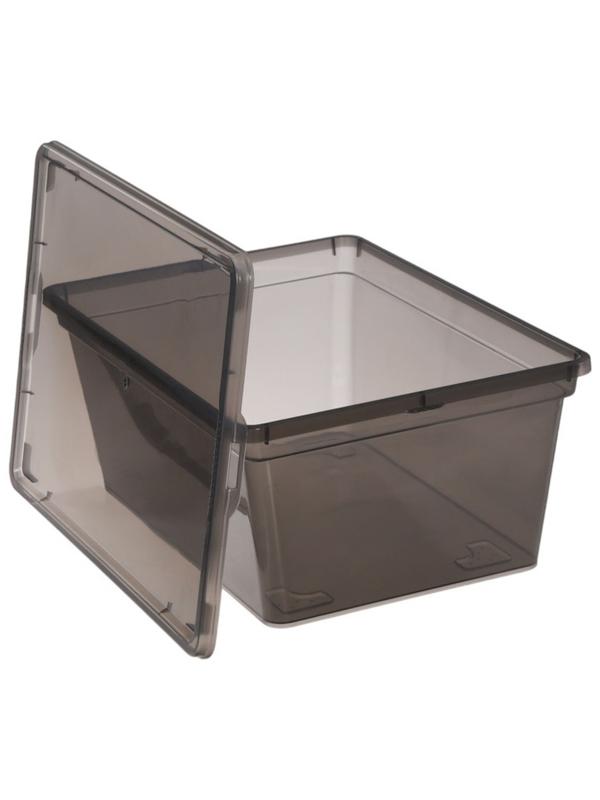 Ящик пластиковый для хранения, с крышкой, объём — 16 л, прозрачно-чёрный
