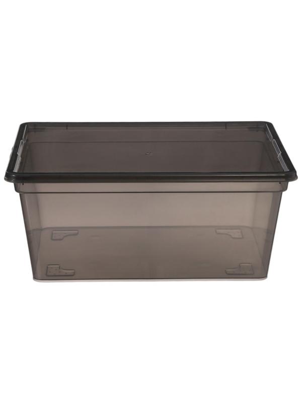 Ящик пластиковый для хранения, с крышкой, объём — 16 л, прозрачно-чёрный