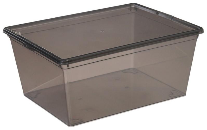 Ящик пластиковый для хранения, с крышкой, объём — 10 л, прозрачно-чёрный