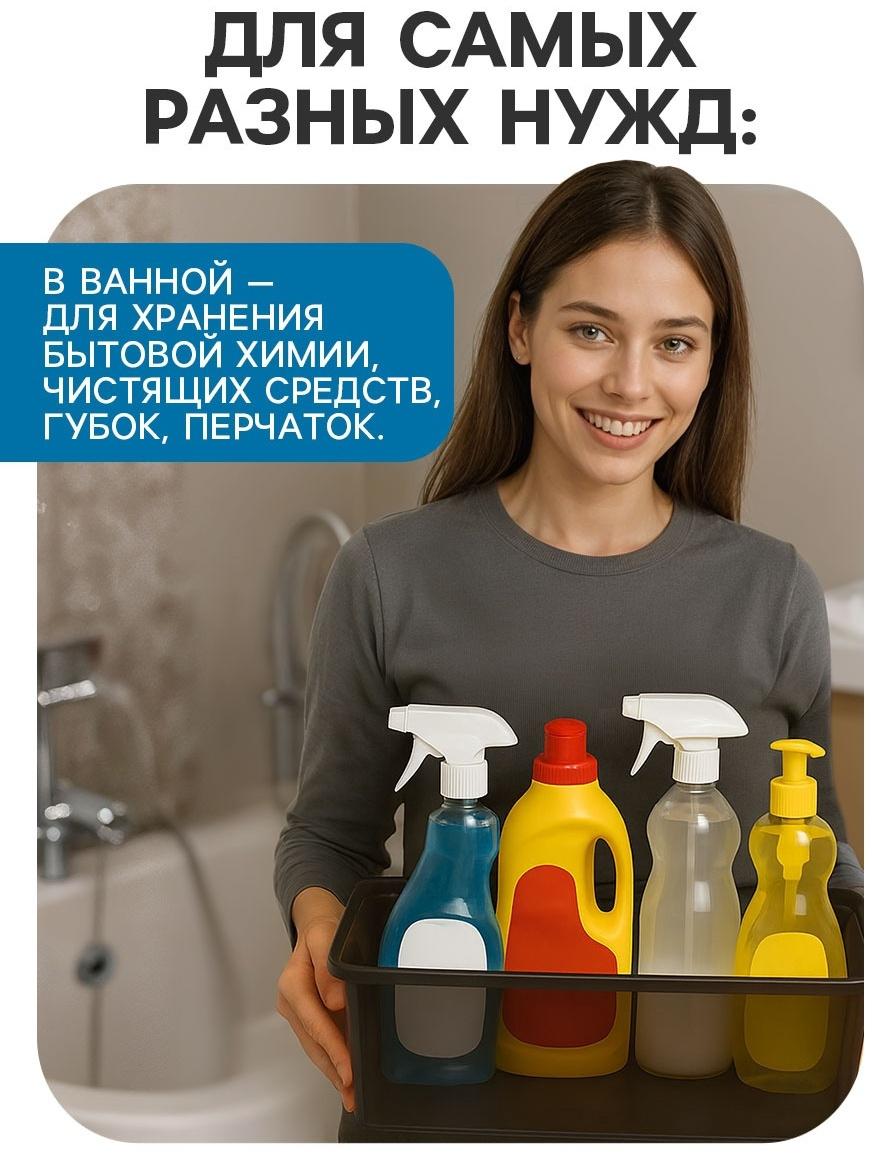 Ящик пластиковый для хранения, с крышкой, объём — 10 л, прозрачно-чёрный