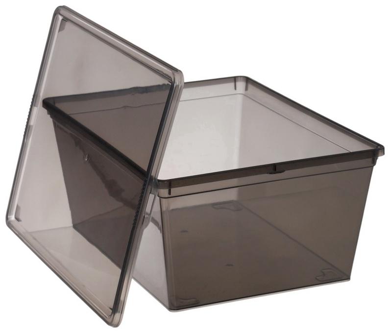Ящик пластиковый для хранения, с крышкой, объём — 10 л, прозрачно-чёрный
