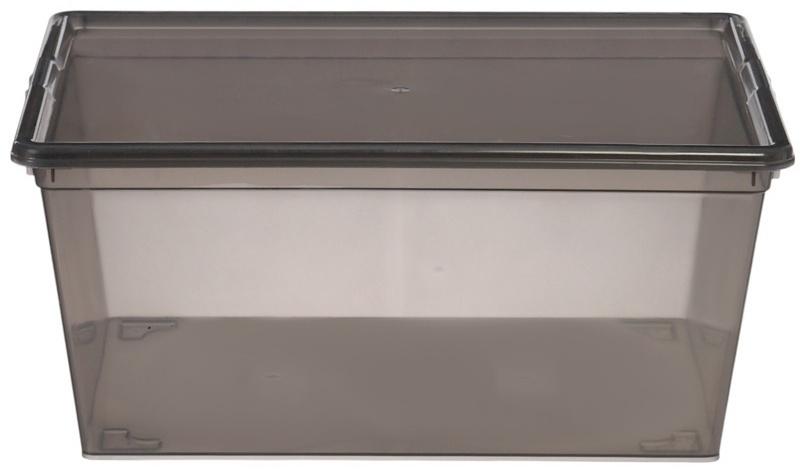 Ящик пластиковый для хранения, с крышкой, объём — 10 л, прозрачно-чёрный