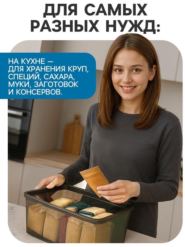 Ящик пластиковый для хранения, с крышкой, объём — 10 л, прозрачно-чёрный