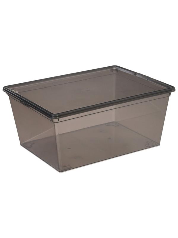 Ящик пластиковый для хранения, с крышкой, объём — 10 л, прозрачно-чёрный